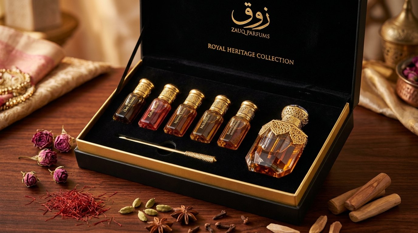 Zauq Parfums Imperial Attars and Luxury Discovery Coffret Box