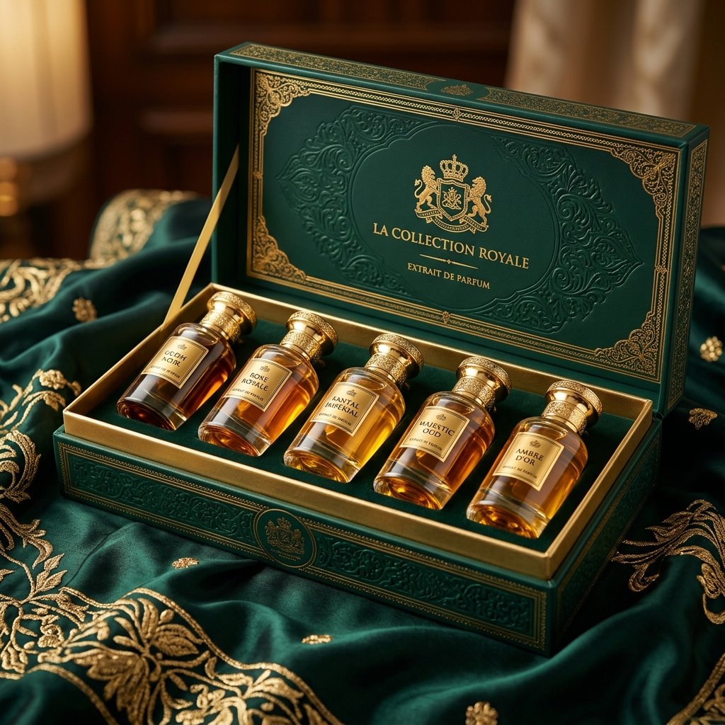 Zauq Royal Oud Discovery Collection 5x10ml Emerald Gold Luxury Box