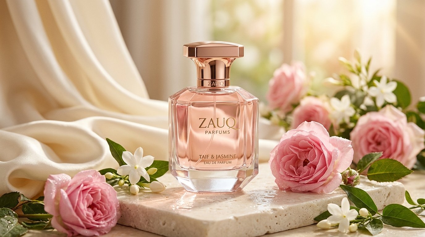 Zauq Parfums Taif Rose and White Musk Crystal Perfume Flacon